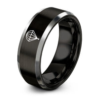 personalized jewelry for her – black & gray tungsten parachute canopy deployed ring