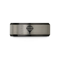 promise rings for women – black & gray tungsten parachute canopy deployed wedding band