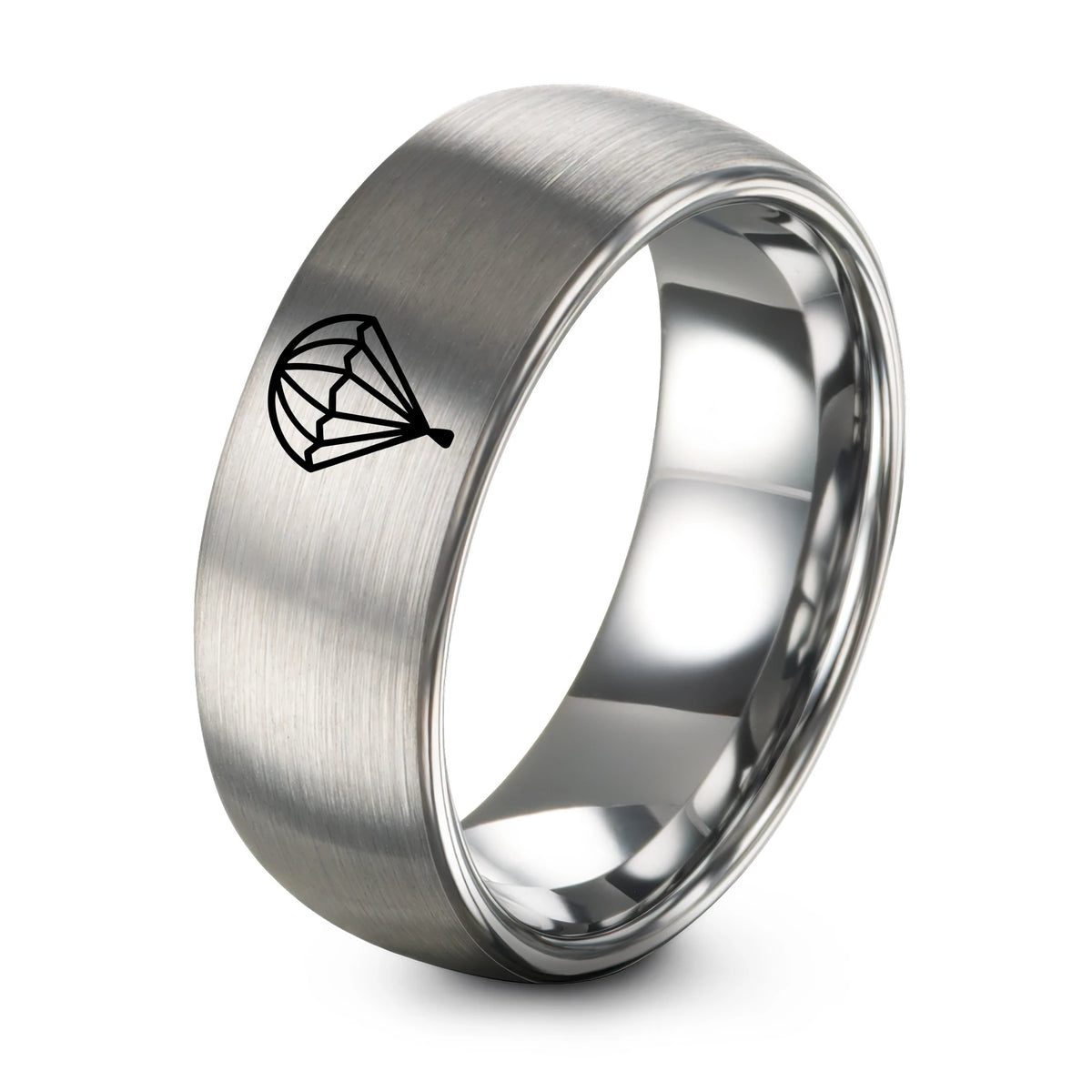 3Rd Gift Anniversary for Her – gray tungsten parachute canopy deployed ring