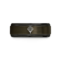 tungsten rings for men – gunmetal & black tungsten parachute canopy deployed wedding band