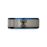 custom wedding bands men – blue & grey tungsten seedling wedding band