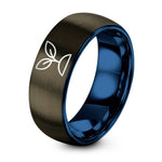 3Rd Gift Anniversary for Her – gunmetal & blue tungsten seedling ring