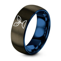 3Rd Gift Anniversary for Her – gunmetal & blue tungsten seedling ring