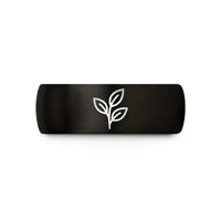 custom rings for women – black & gold tungsten tea leaf branch wedding band
