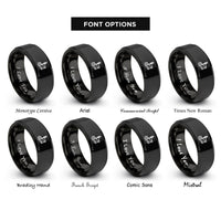 font options for inside engraving on black 4 link suspension rings