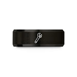 engraved jewelry for her – black tungsten adjustable wrench wedding band