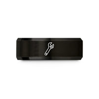 engraved jewelry for her – black tungsten adjustable wrench wedding band