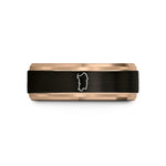 women's birthday present ideas – black & rose gold tungsten sardinia wedding band