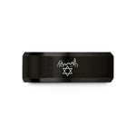 personalized presents for women – black tungsten skyline star wedding band