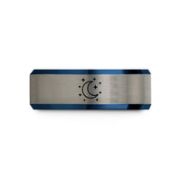 special presents for wife – black & blue & silver tungsten star field wedding band