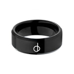custom rings for him – black tungsten dc mark wedding band