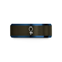 personalized presents for him – gunmetal & blue tungsten separatory funnel wedding band