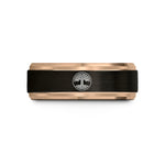 special present ideas him – black & rose gold tungsten tree knotwork wedding band