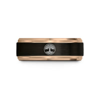 special present ideas him – black & rose gold tungsten tree knotwork wedding band