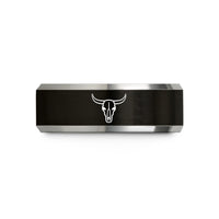 unique presents for sisters – black & grey tungsten bull longhorn skull wedding band