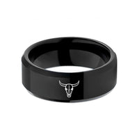 sister birthday present ideas – black tungsten bull longhorn skull wedding band