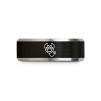 sister birthday present ideas – black & silver tungsten stethoscope around paw wedding band