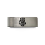 unique rings for couples – blue & gray tungsten sea waves badge wedding band