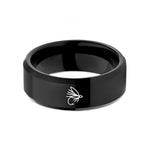 personalized presents for him – black tungsten dry fly wedding band