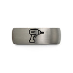 personalized presents for him – gray tungsten hand drill wedding band