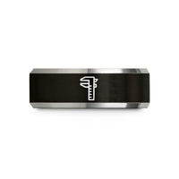 birthday rings for her – black & grey tungsten calipers wedding band