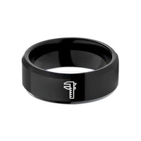 custom rings for her – black tungsten calipers wedding band
