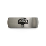 special presents for her – gunmetal & silver tungsten elevated train wedding band