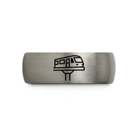 special presents for her – gunmetal & silver tungsten elevated train wedding band