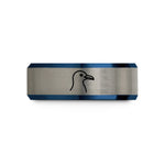 unique birthday presents her – black & blue & grey tungsten seagull wedding band