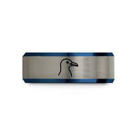 unique birthday presents her – black & blue & grey tungsten seagull wedding band