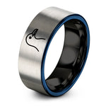 special presents for her – black & blue & grey tungsten seagull ring