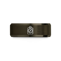 tungsten wedding bands men – gunmetal & rose gold tungsten compass ruler wedding band