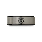 anniversary rings for couples – black & grey tungsten bat swarm wedding band