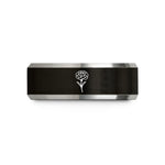 anniversary present for couples – black & gray tungsten carnation single bloom wedding band
