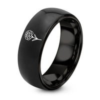 40th Wedding Gift Anniversary – black tungsten carnation single bloom ring