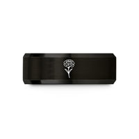 best anniversary present ideas – black tungsten carnation single bloom wedding band
