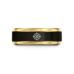 unique wedding ring present – black & gold tungsten compass rose wedding band