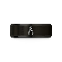 unique wedding anniversary present – black tungsten diagonal cutters wedding band