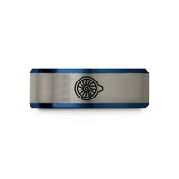 anniversary presents for couples – blue & silver tungsten jet engine turbine wedding band
