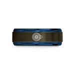 women's wedding bands – gunmetal & blue tungsten jet engine turbine wedding band