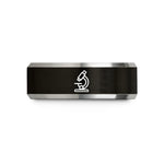 tungsten anniversary rings – black & grey tungsten microscope wedding band