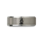 personalized anniversary present ideas – black & grey tungsten microscope wedding band