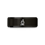 unique anniversary present ideas – black tungsten microscope wedding band