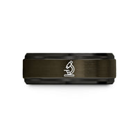 anniversary present for couples – gunmetal & black tungsten microscope wedding band