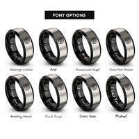 font options for inside engraving on black & grey 45 rpm adapter rings