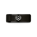 unique rings for couples – black tungsten classic heart infinity wedding band