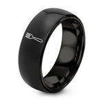 4th Gift Anniversaries for Her – black tungsten dessert fork ring