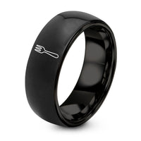 4th Gift Anniversaries for Her – black tungsten dessert fork ring