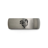 custom tungsten rings men – black & gray tungsten rooster wedding band