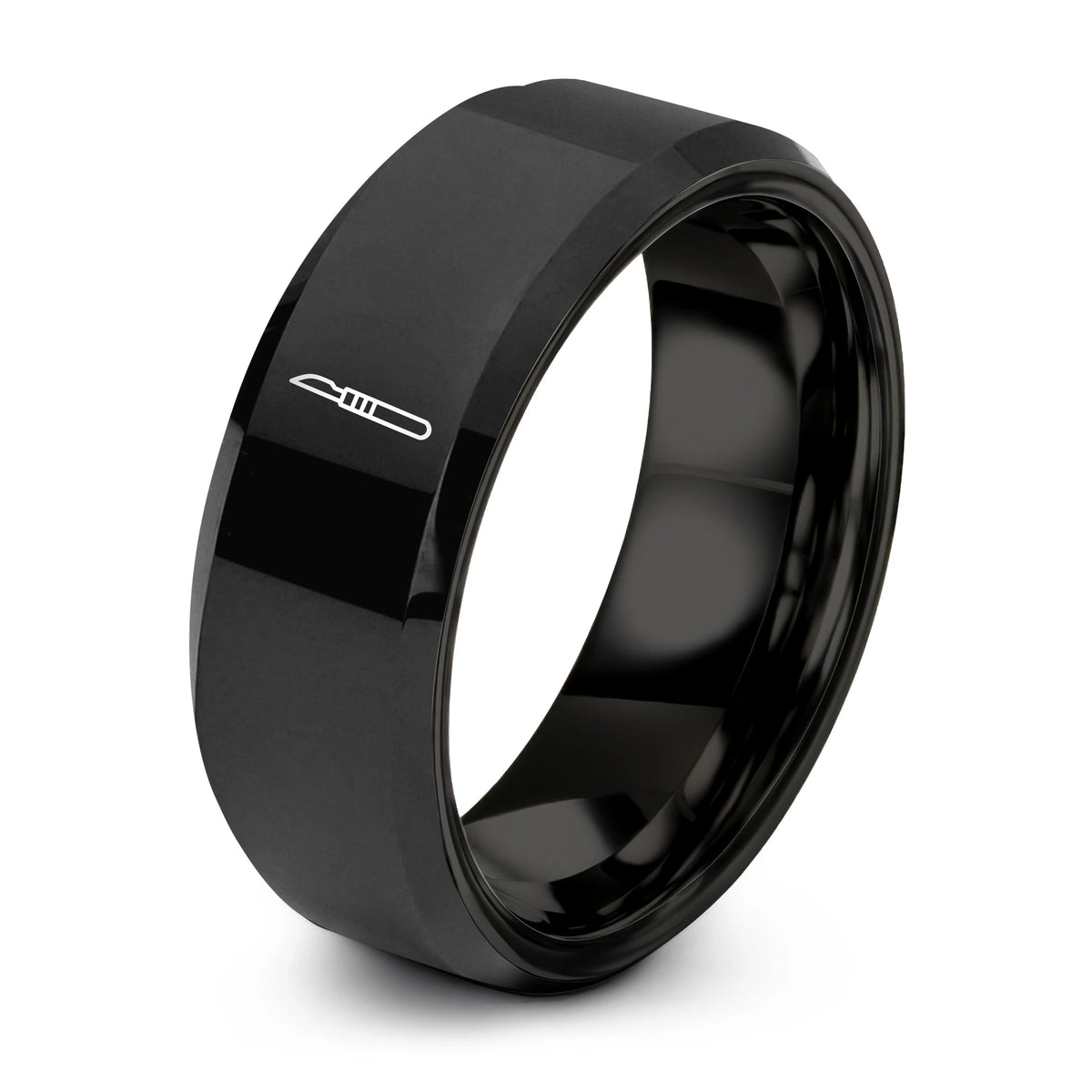4th Gift Anniversaries for Her – black tungsten scalpel ring